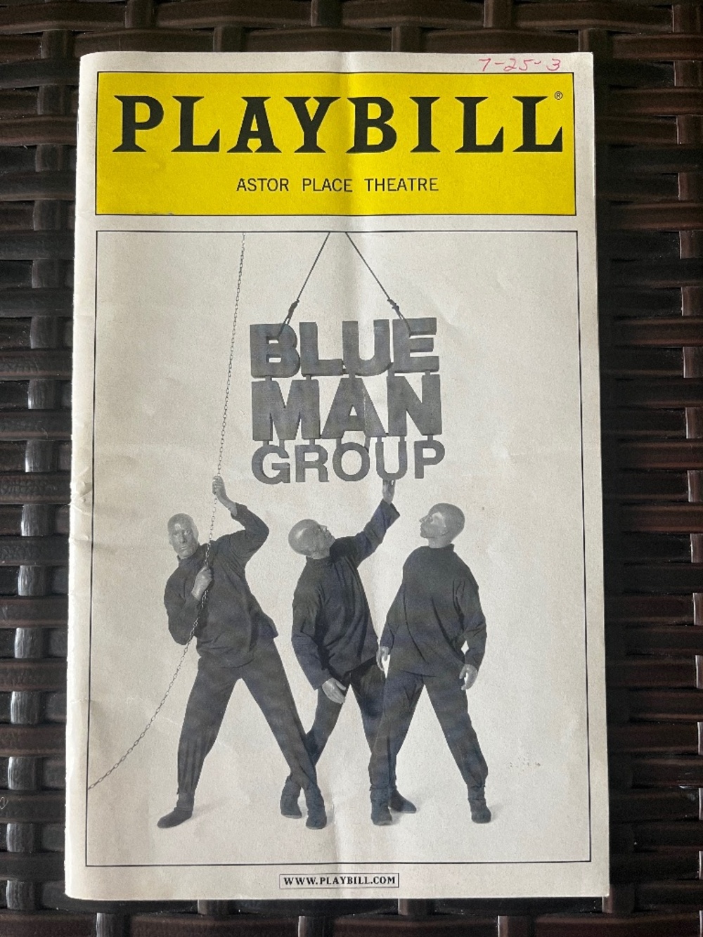 Blue Man Group Playbill Astor Place Theater NYC 2003
